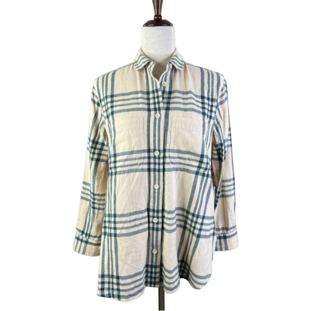 MADEWELL OVERSIZED EX-BOYFRIEND SWING SHIRT IN WINDOWPANE SZ XXS - Picture 3 of 8